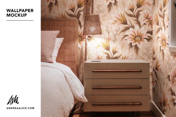 Download Wallpaper Mockup - Rustic Bedside - Mockup Collection