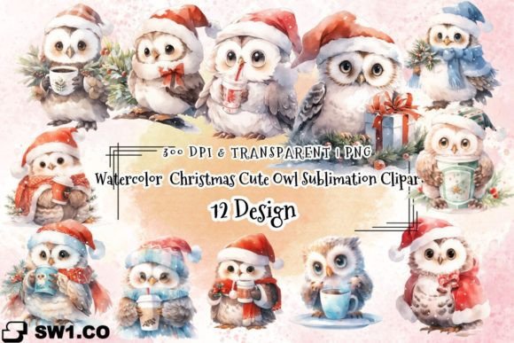 Download Watercolor Christmas Owl Sublimation - Christmas Collection