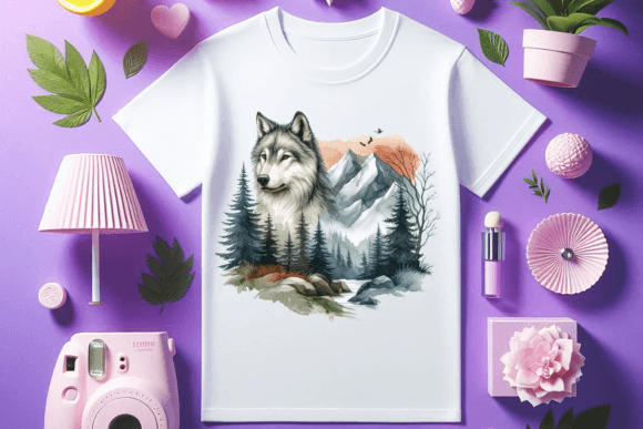 Download Wolf Graphic for White T-Shirt Mockup - Mockup Collection