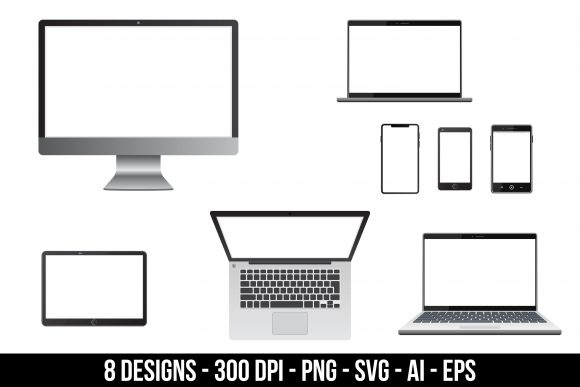 Download Realistic Devices Mockup Clipart Set. - Mockup Collection