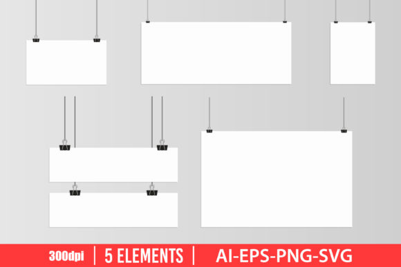 Download Hanging Poster Mockup Clipart Set - Mockup Collection