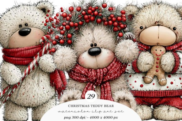 Download Whimsical Christmas Teddy Bear Clipart - Premium Resources
