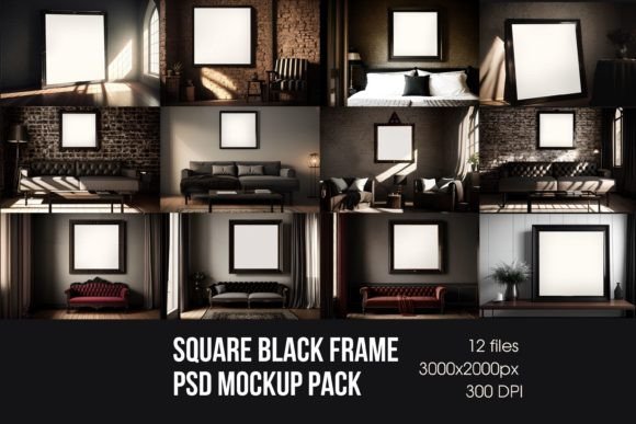 Download Square Black Frame Psd Mockup Pack - Mockup Collection