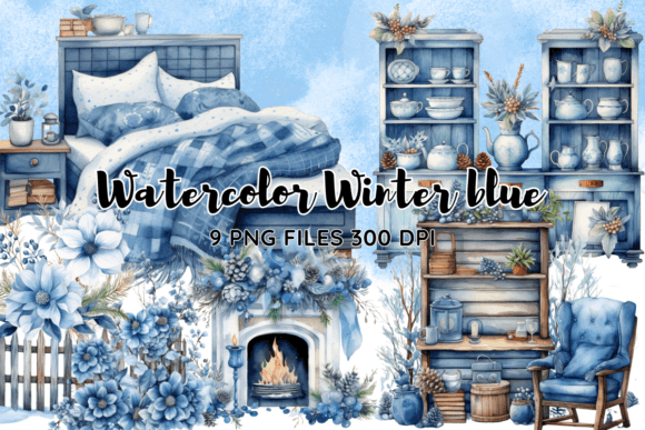 Download Christmas Blue Cozy Home Winter Clipart - Christmas Collection
