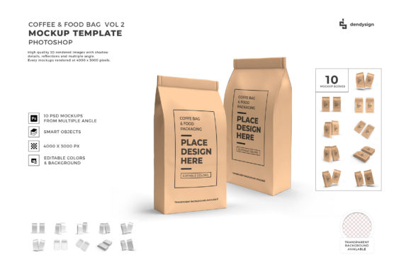 Download Coffee &amp; Food Bag 3D Mockup Bundle Vol 2 - Mockup Collection