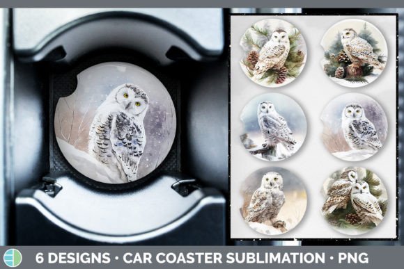 Download Christmas Snowy Owl Car Coaster | Sublim - Christmas Collection