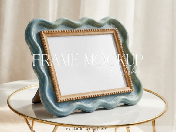 Download Blue Wavy Ceramic Frame Mockup Art Print - Mockup Collection