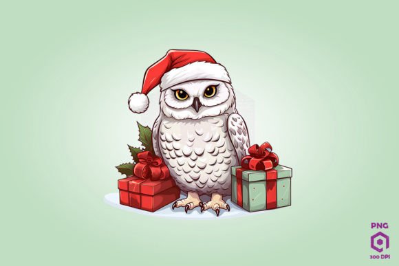 Download Snowy Owl with Christmas Gifts - Christmas Collection