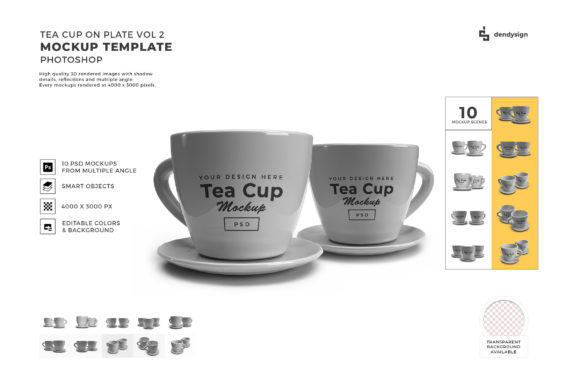 Download Tea Cup on Plate 3D Mockup Bundle Vol 2 - Mockup Collection