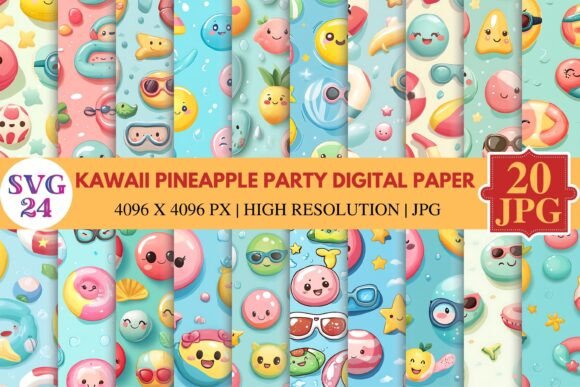 Download Kawaii Pool Party Digital Paper - Pool party digital paper Collection