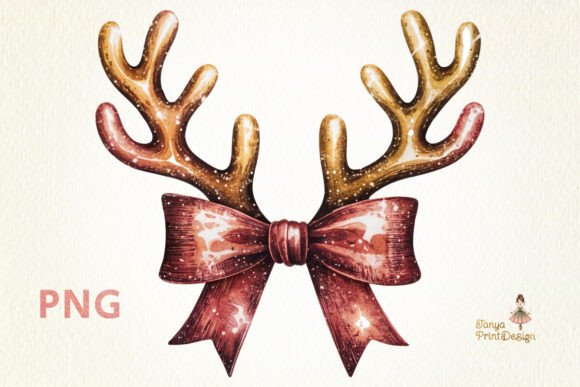 Download Christmas Glitter Antlers Bow Clipart - Christmas Collection