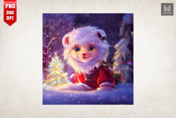 Download Cute Winter White Lion Christmas - Christmas Collection