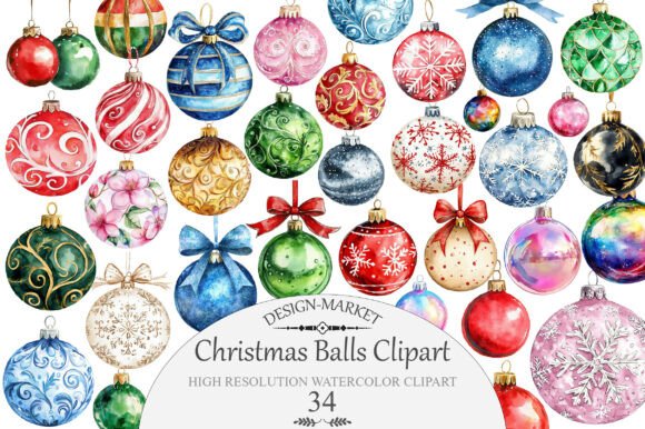 Download Watercolor Christmas Balls Clipart - Premium Resources