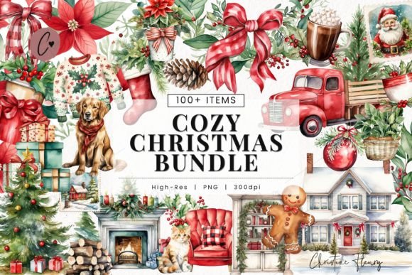 Download Huge Watercolor Cozy Christmas Bundle - Premium Bundle