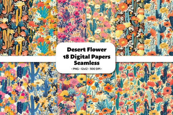 Download Desert Flower 18 Seamless Patterns - Patterns Collection