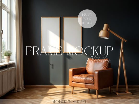 Download Two Frames Dark Interior Frame Mockup - Mockup Collection